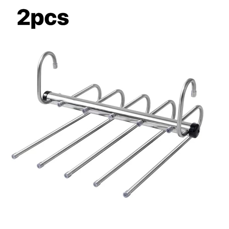 Foldable Stainless Steel Pants Hanger SpaceSaving Trouser Rack With AntiSlip Clips For Closet Wardr 8