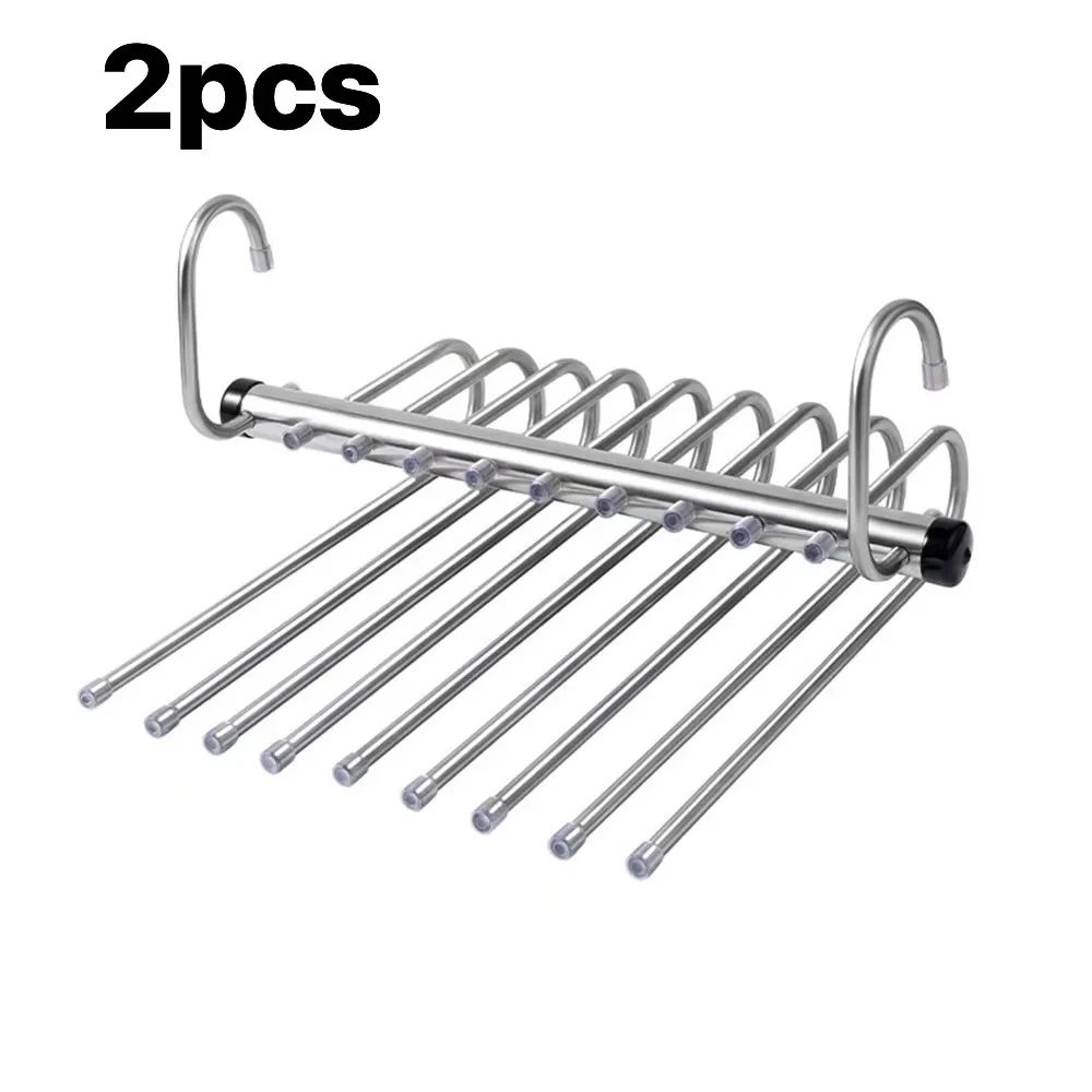 Foldable Stainless Steel Pants Hanger SpaceSaving Trouser Rack With AntiSlip Clips For Closet Wardr 9