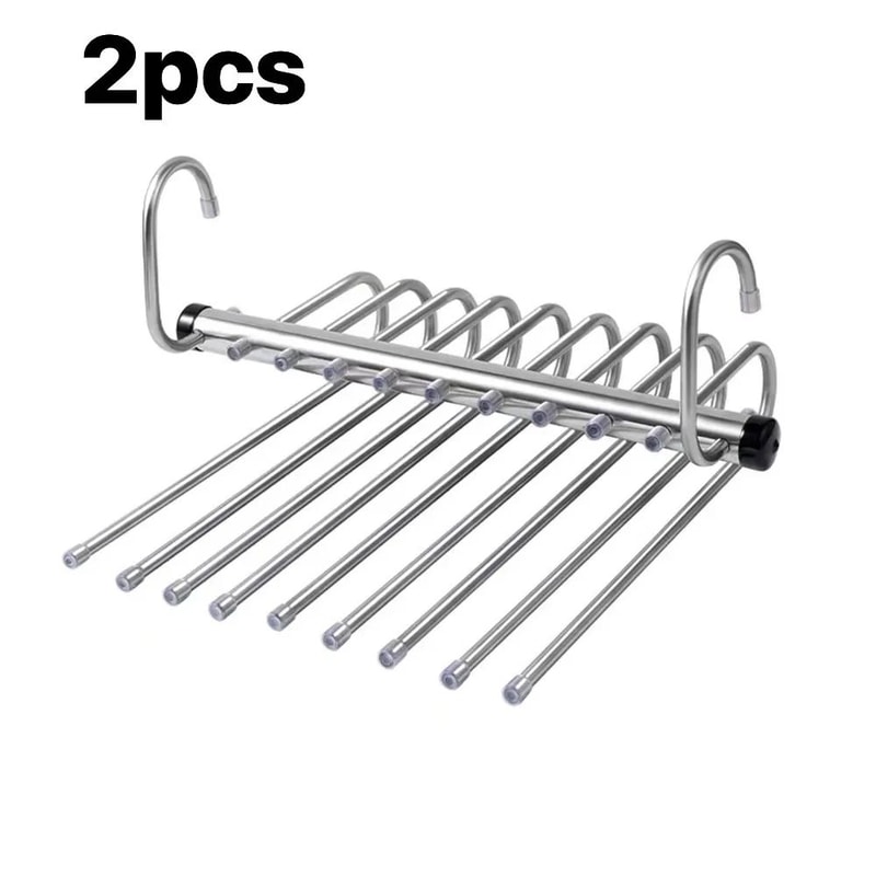 Foldable Stainless Steel Pants Hanger SpaceSaving Trouser Rack With AntiSlip Clips For Closet Wardr 9