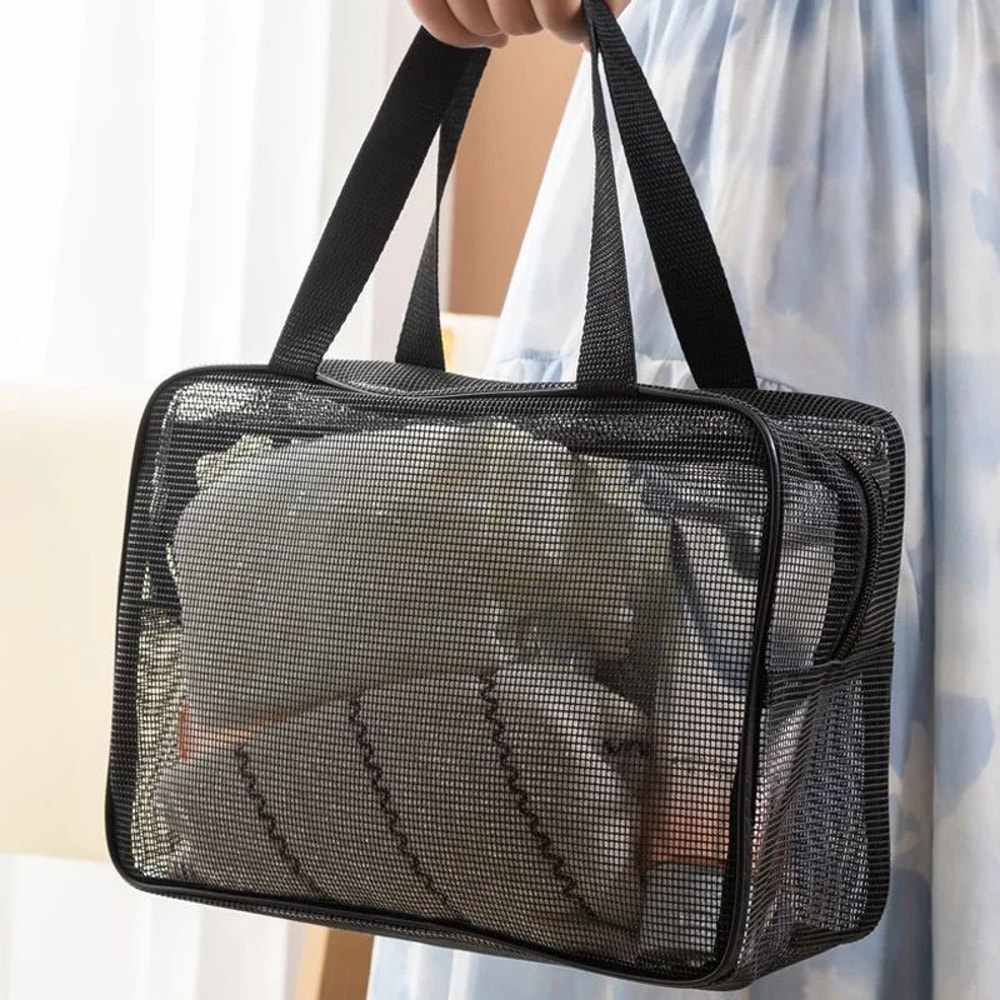 Large Mesh Bath Organizer Bag Waterproof QuickDry Toiletry Storage With Drainage For Travel Gym Hot 4