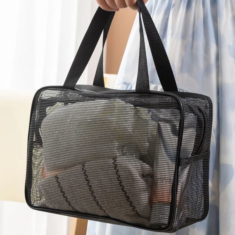 Large Mesh Bath Organizer Bag Waterproof QuickDry Toiletry Storage With Drainage For Travel Gym Hot 4
