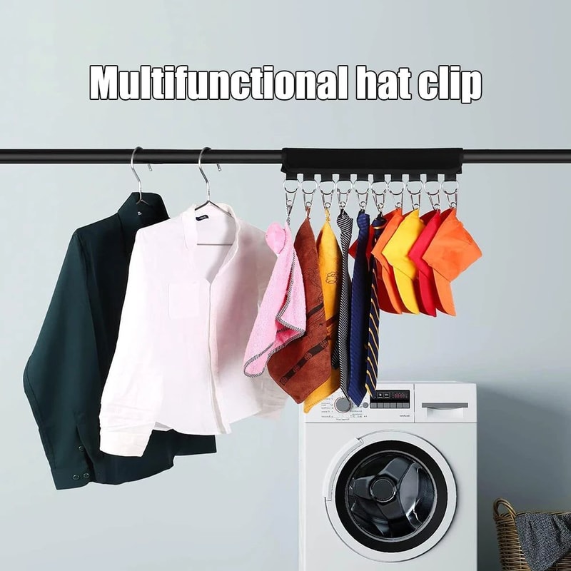 8Clip Hat Organizer Hanging Strap With Velcro Stainless Steel Clips NoDrill Vertical Storage For C 1