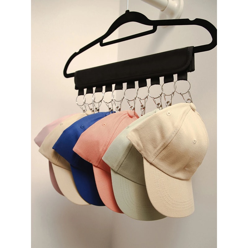 8Clip Hat Organizer Hanging Strap With Velcro Stainless Steel Clips NoDrill Vertical Storage For C 6
