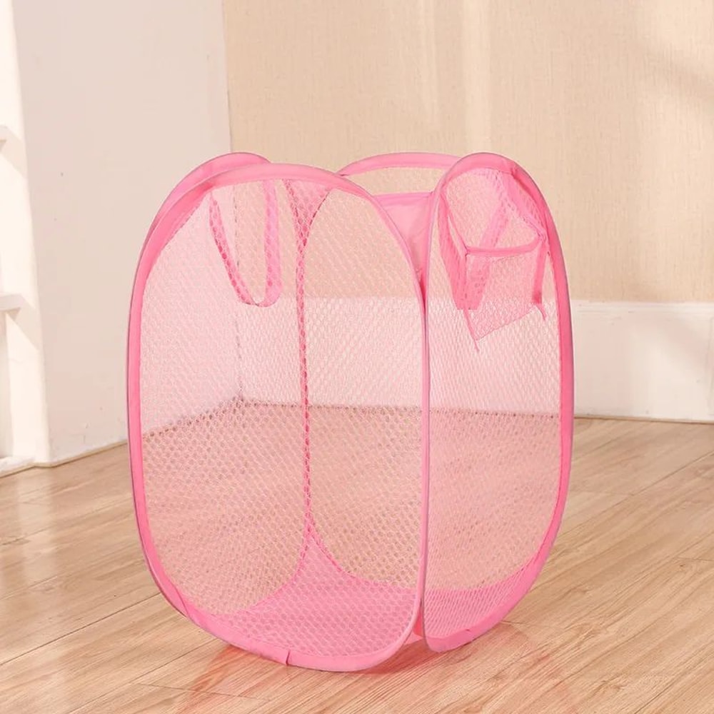 Foldable Mesh Laundry Basket With Handles Portable Breathable Dirty Clothes Hamper For Bedroom Bat 7