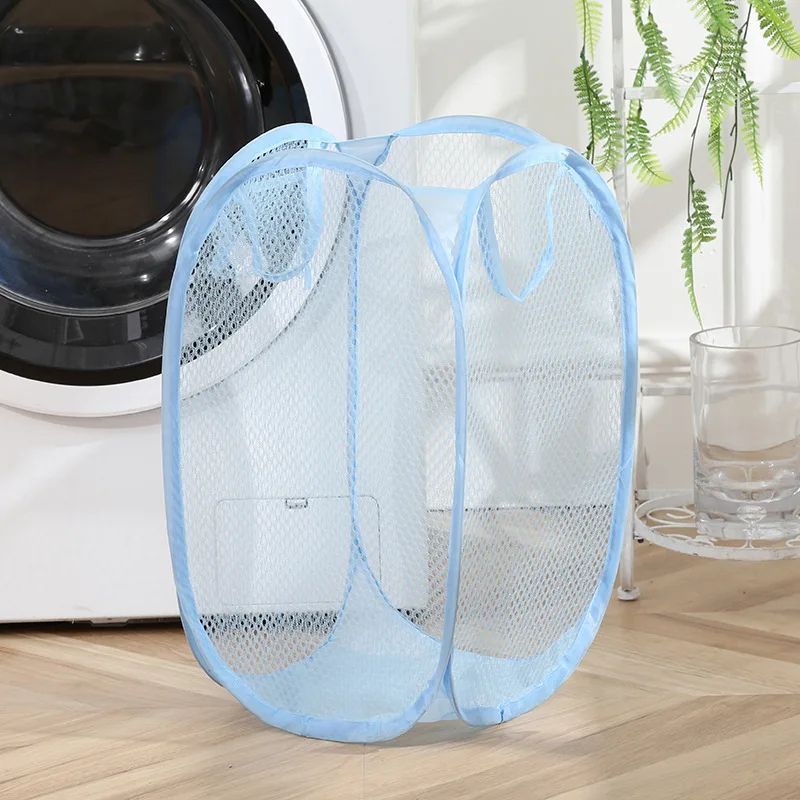 Foldable Mesh Laundry Basket With Handles Portable Breathable Dirty Clothes Hamper For Bedroom Bat 9