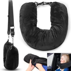 refillable travel neck pillowcase storage bag adjustable u-shaped cervical support for airplane car home washable