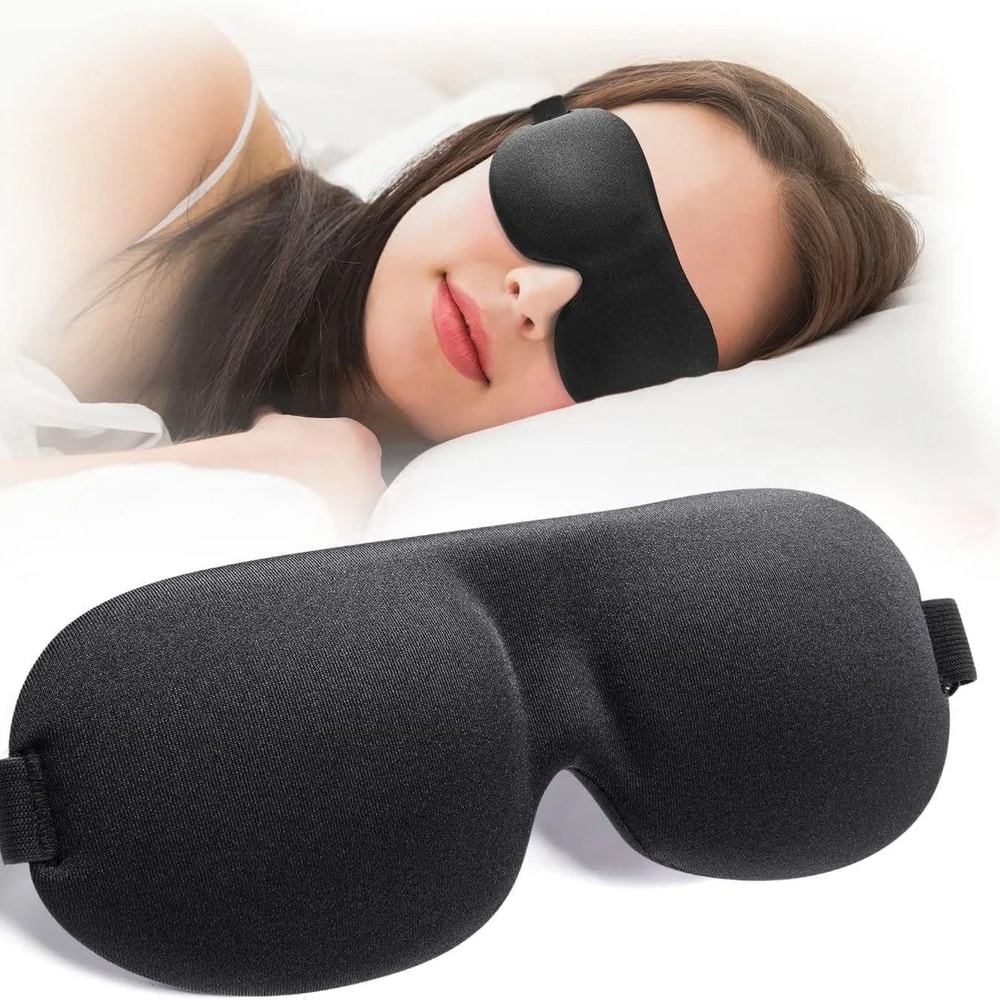 3D Memory Foam Sleep Mask Light Blocking Eye Shade Soft Padded Blindfold For Deep Sleep Travel Naps 0
