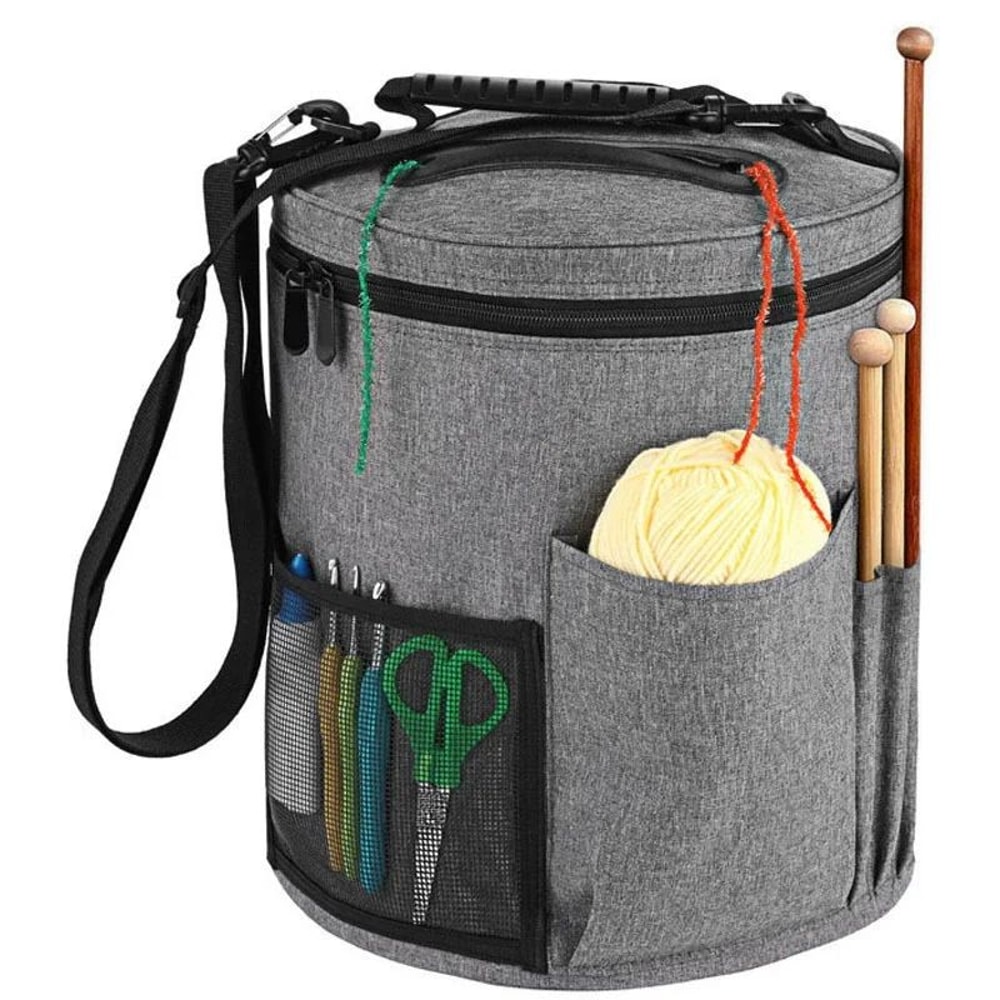 Round Yarn Storage Bag Large Capacity Knitting Organizer Tote For Crochet Needles DIY Craft Supplie 6