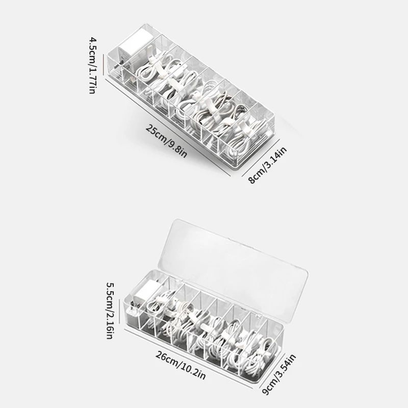 Dustproof Cable Management Box Desktop Cord Organizer For Power Strip Hub Chargers Phone Cables Wit 4