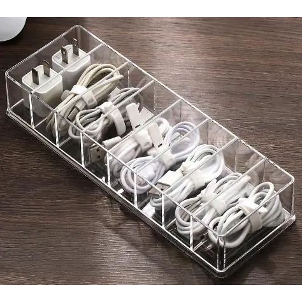 Dustproof Cable Management Box Desktop Cord Organizer For Power Strip Hub Chargers Phone Cables Wit 7