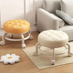 kids rolling shoe changing stool round seat with universal wheels low portable footrest chair for home bedroom