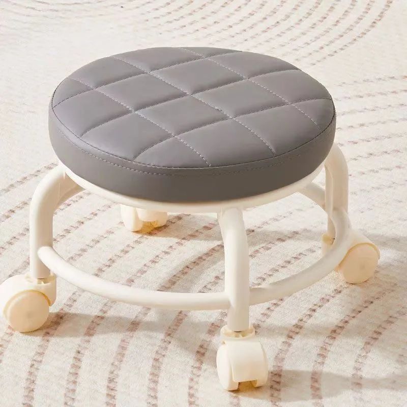 Kids Rolling Shoe Changing Stool Round Seat With Universal Wheels Low Portable Footrest Chair For H 3