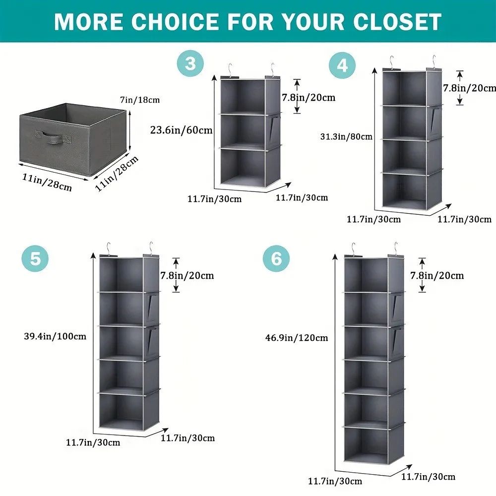 Foldable 6Shelf Hanging Closet Organizer Storage With 2 Hooks For Shoes Caps Clothes Pants Space Sa 1