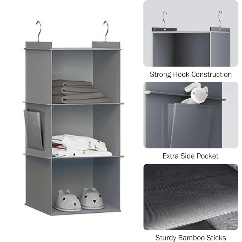 Foldable 6Shelf Hanging Closet Organizer Storage With 2 Hooks For Shoes Caps Clothes Pants Space Sa 2
