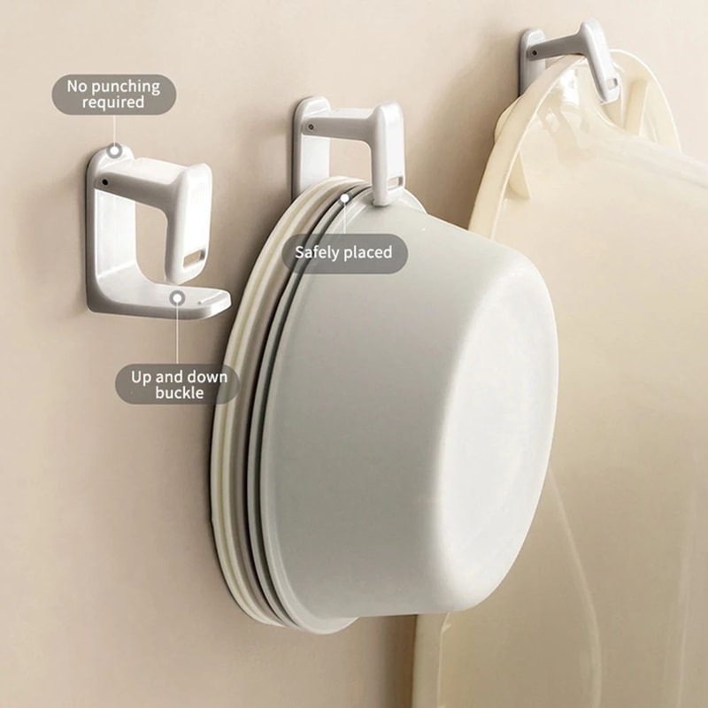 NoDrill Adjustable Basin Hook Wall Mounted ABS Bathroom Storage Rack For Sink Toilet Bathtub Towel 1