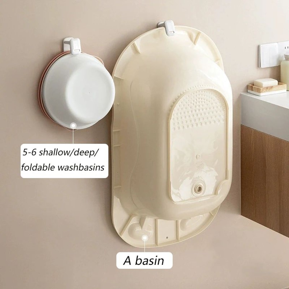 NoDrill Adjustable Basin Hook Wall Mounted ABS Bathroom Storage Rack For Sink Toilet Bathtub Towel 3