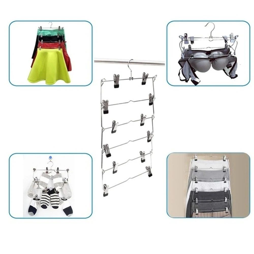 Foldable MultiLayer Pants Hanger Rack Anti Slip Seamless Wardrobe Organizer For Trousers Skirts Sca 1
