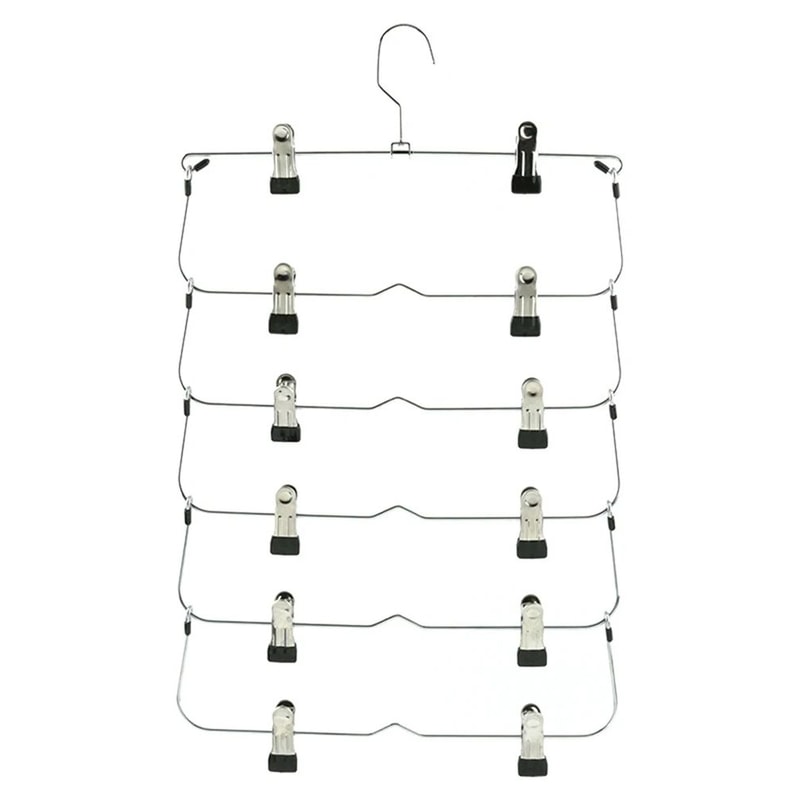 Foldable MultiLayer Pants Hanger Rack Anti Slip Seamless Wardrobe Organizer For Trousers Skirts Sca 6