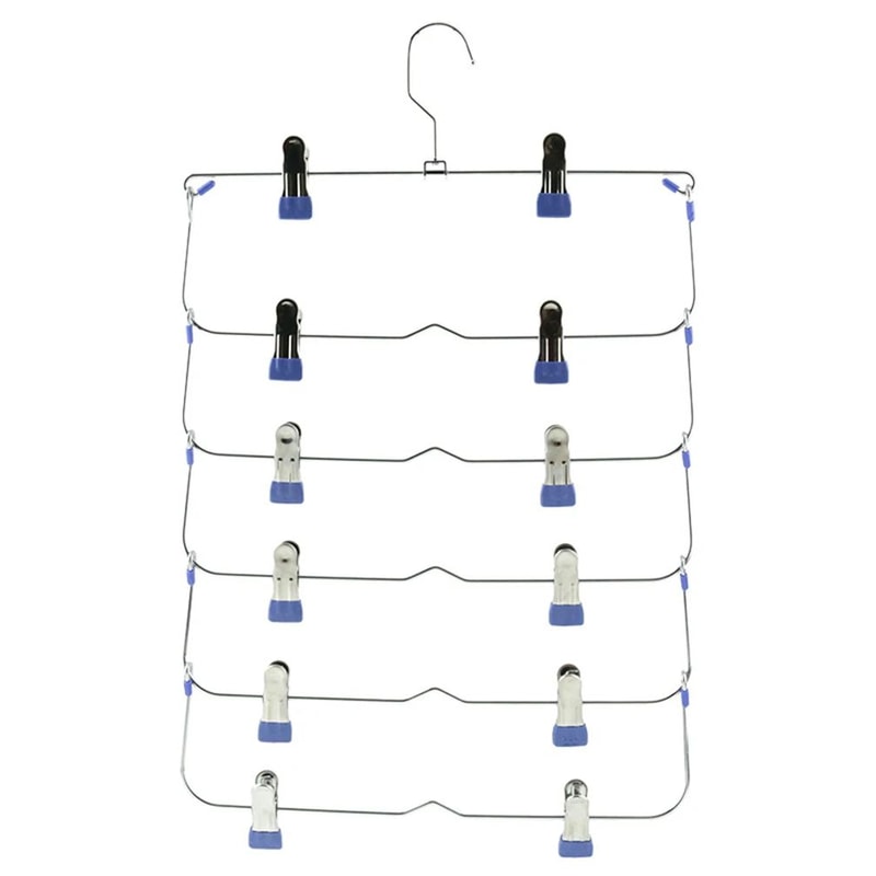 Foldable MultiLayer Pants Hanger Rack Anti Slip Seamless Wardrobe Organizer For Trousers Skirts Sca 7