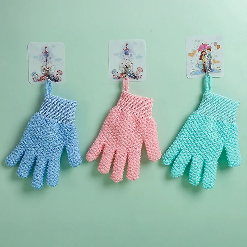 Exfoliating Bath Gloves Five Finger Body Scrub Mitts Deep Cleaning Shower Gloves For Women Men Trav 1