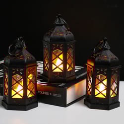 vintage led candle lantern flameless flickering hanging light for indoor outdoor garden party festival decor atmosphere