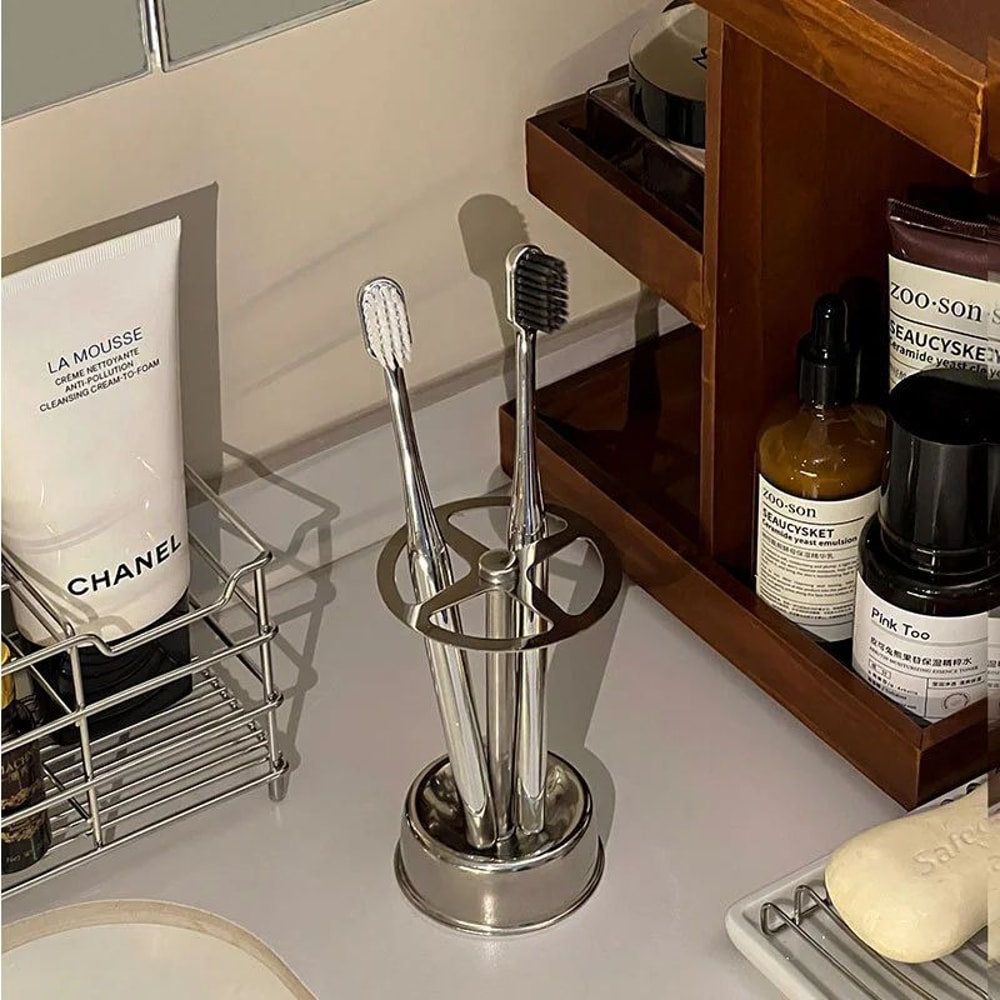 Stainless Steel Wall Mounted Toothbrush Holder With 6 Slots Makeup Brush Organizer For Electric Too 3
