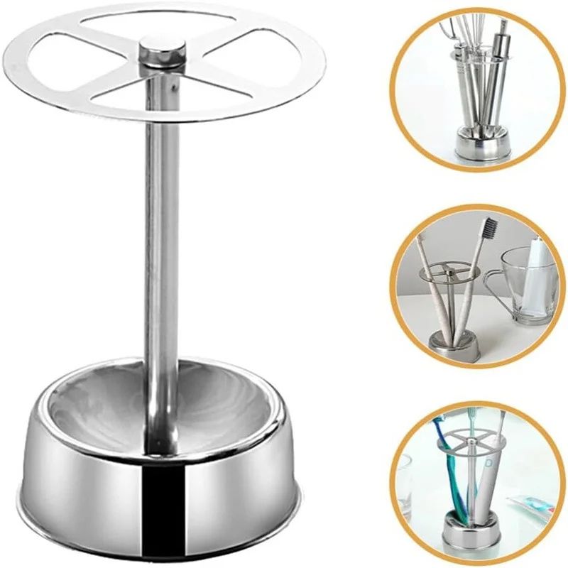 Stainless Steel Wall Mounted Toothbrush Holder With 6 Slots Makeup Brush Organizer For Electric Too 5