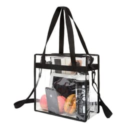 clear pvc tote bag waterproof transparent large capacity gym swim travel carryall with reinforced handles secure closure