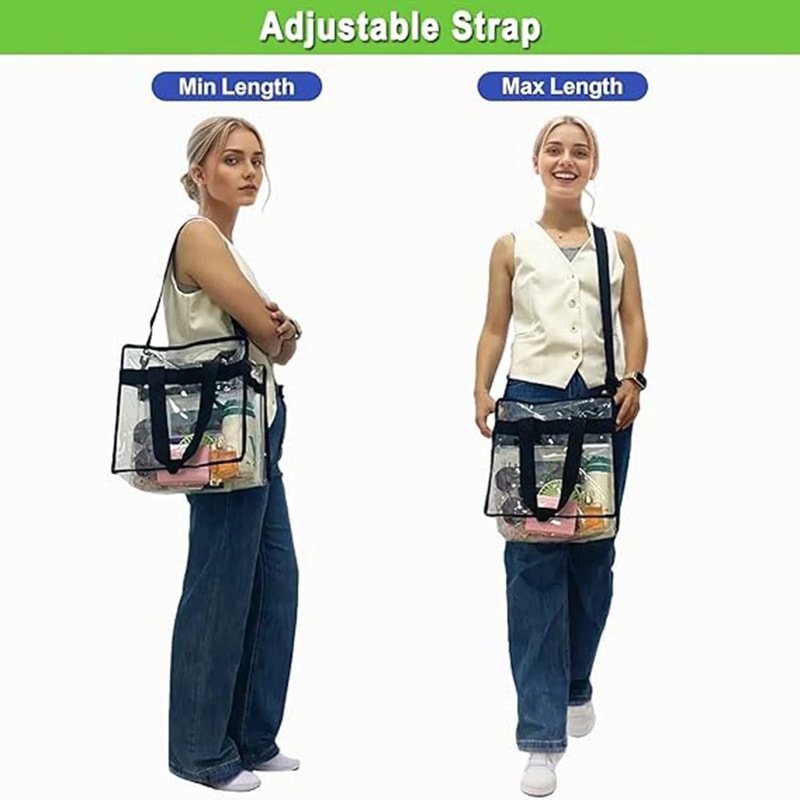 Clear PVC Tote Bag Waterproof Transparent Large Capacity Gym Swim Travel Carryall With Reinforced H 1