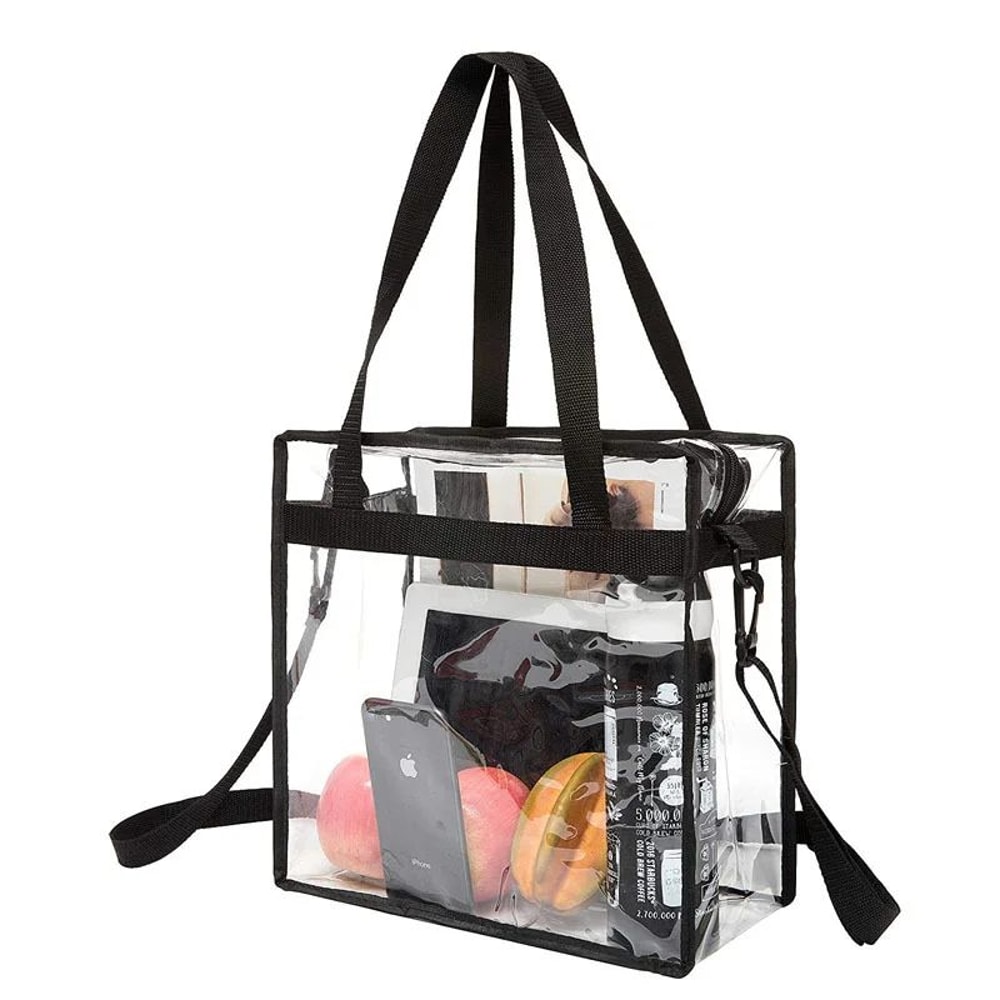 Clear PVC Tote Bag Waterproof Transparent Large Capacity Gym Swim Travel Carryall With Reinforced H 6