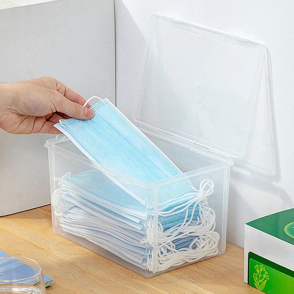 Portable Transparent Flip Storage Box Thickened Mask Case Pill Organizer For Jewelry Earrings Cosme 0