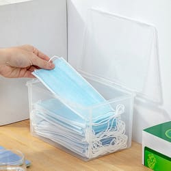 portable transparent flip storage box thickened mask case pill organizer for jewelry earrings cosmetics travel container