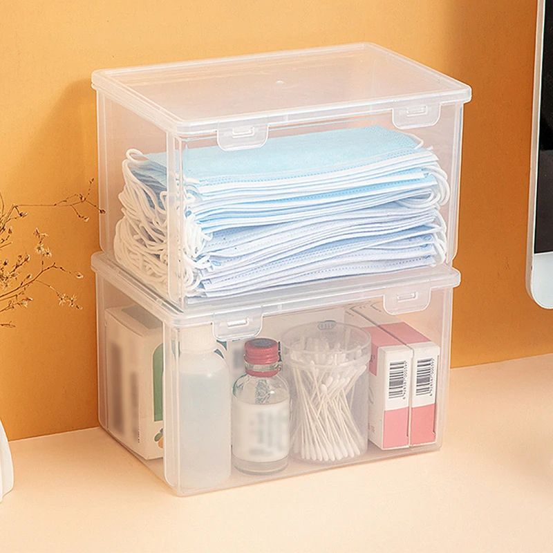 Portable Transparent Flip Storage Box Thickened Mask Case Pill Organizer For Jewelry Earrings Cosme 2