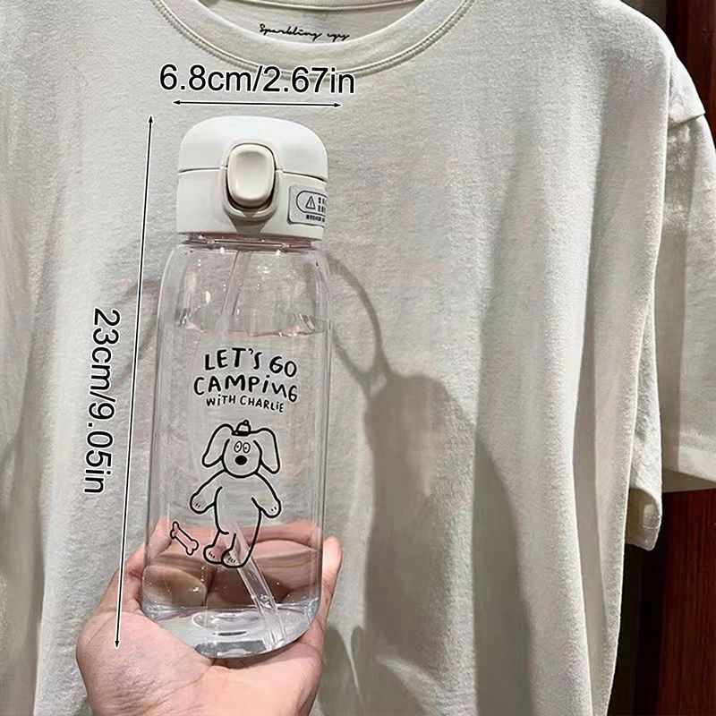 Large 20oz Kids Water Bottle With Straw Lock Buckle Leakproof DropResistant Cartoon Portable Plas 2