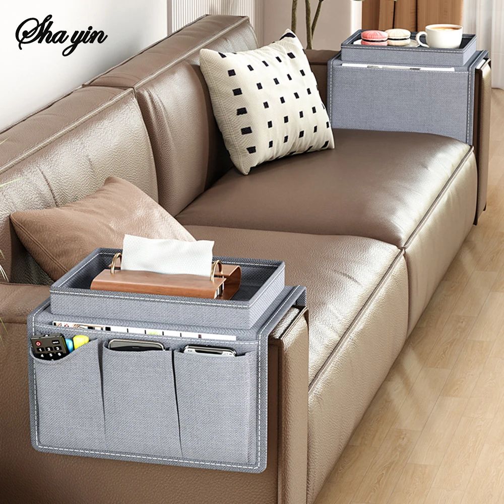 Oxford Sofa Armrest Storage Organizer Hanging Bag Remote Control Caddy For Couch Bedside Recliner 2