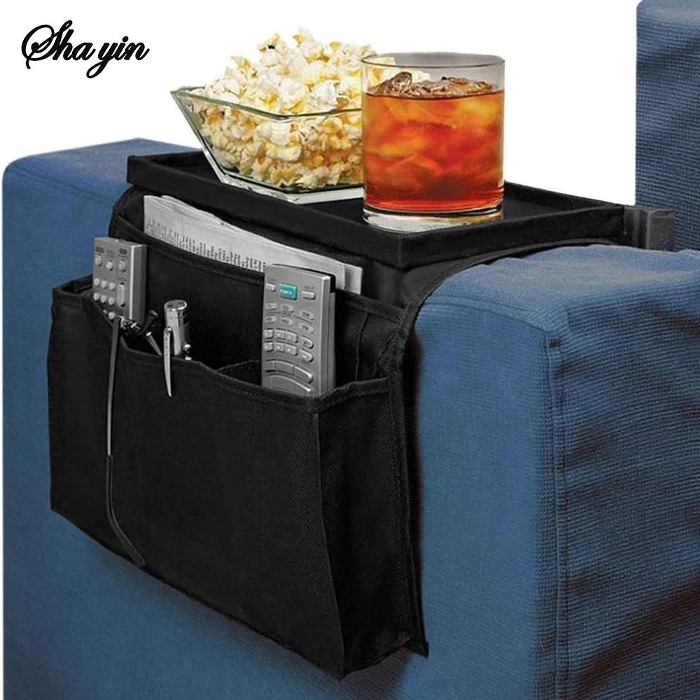 Oxford Sofa Armrest Storage Organizer Hanging Bag Remote Control Caddy For Couch Bedside Recliner 3