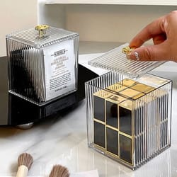 acrylic transparent makeup storage box – dustproof cotton swab holder organizer for lipstick, cosmetics & vanity desktop