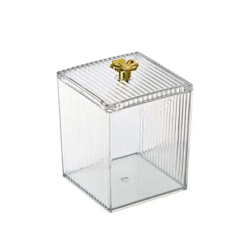 Acrylic Transparent Makeup Storage Box Dustproof Cotton Swab Holder Organizer For Lipstick Cosmeti 6