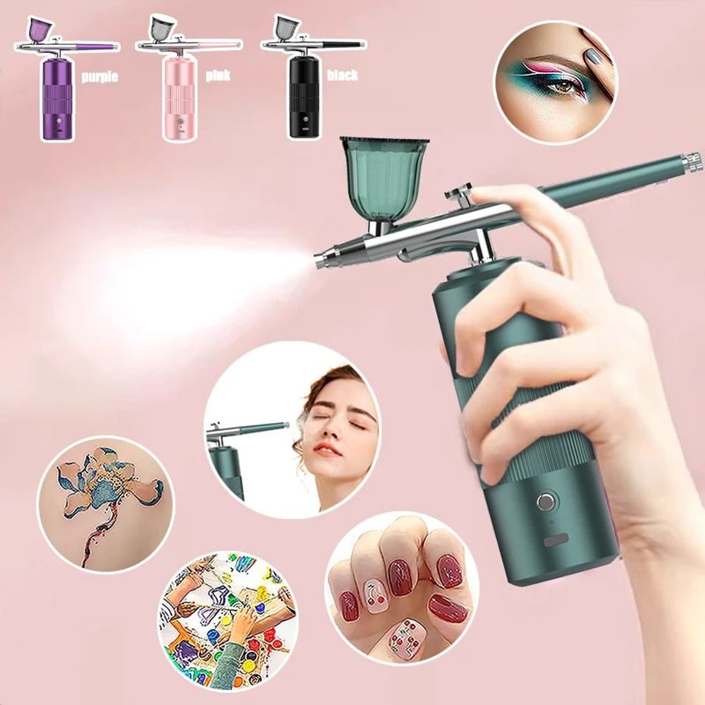 USB Rechargeable Nano Oxygen Spray Gun High Pressure MultiFunction Airbrush For Tattoos Nails Cake 2