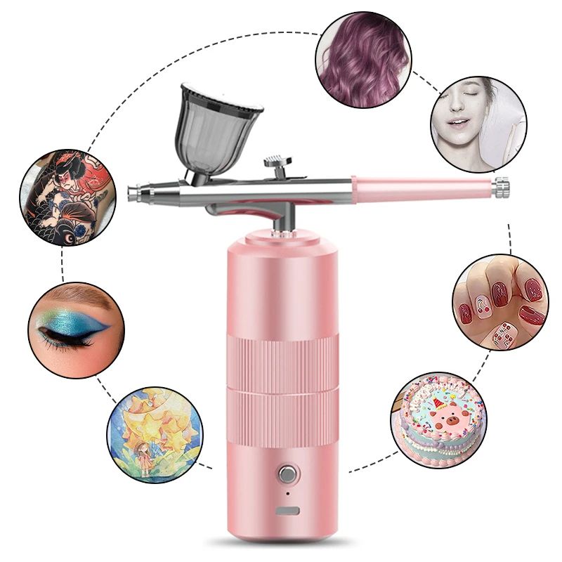 USB Rechargeable Nano Oxygen Spray Gun High Pressure MultiFunction Airbrush For Tattoos Nails Cake 5