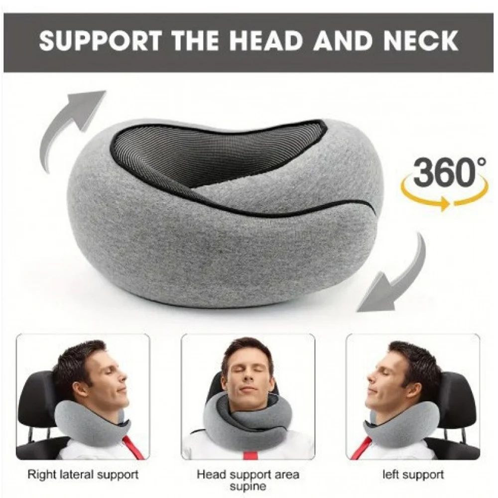 Memory Foam Travel Neck Pillow For Airplane Camping UShaped Cervical Support Cushion With Carry B 1