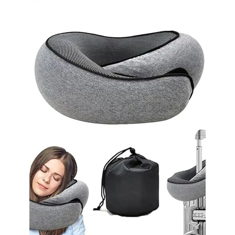 Memory Foam Travel Neck Pillow For Airplane Camping UShaped Cervical Support Cushion With Carry B 7