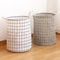 Large Foldable Cotton Linen Laundry Basket Waterproof Plaid Dirty Clothes Hamper Toy Storage Bin W 1