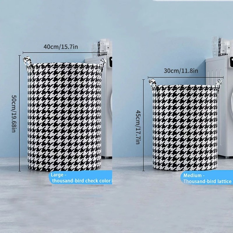 Large Foldable Cotton Linen Laundry Basket Waterproof Plaid Dirty Clothes Hamper Toy Storage Bin W 4