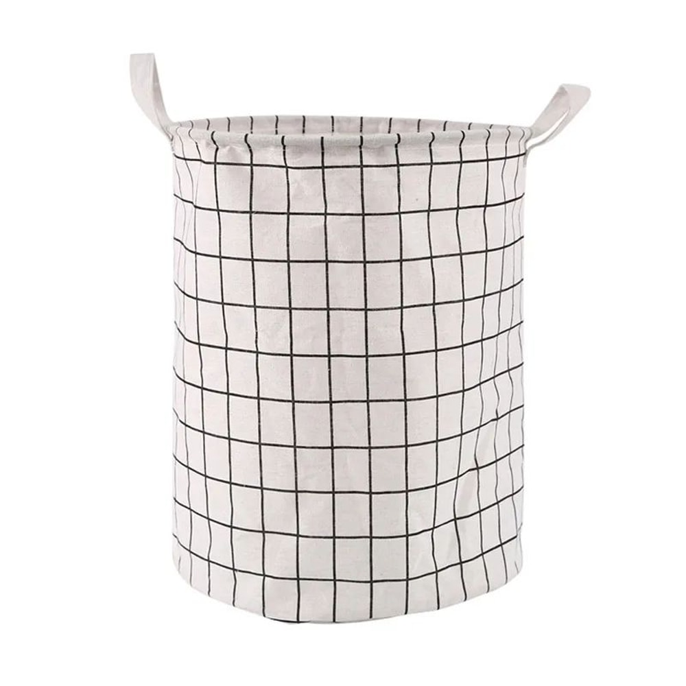 Large Foldable Cotton Linen Laundry Basket Waterproof Plaid Dirty Clothes Hamper Toy Storage Bin W 9