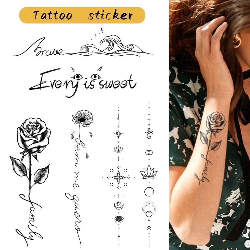 Waterproof Semi Permanent Tattoo Stickers Painless Safe Herbal Ink Temporary Body Art Patterns Sexy 3