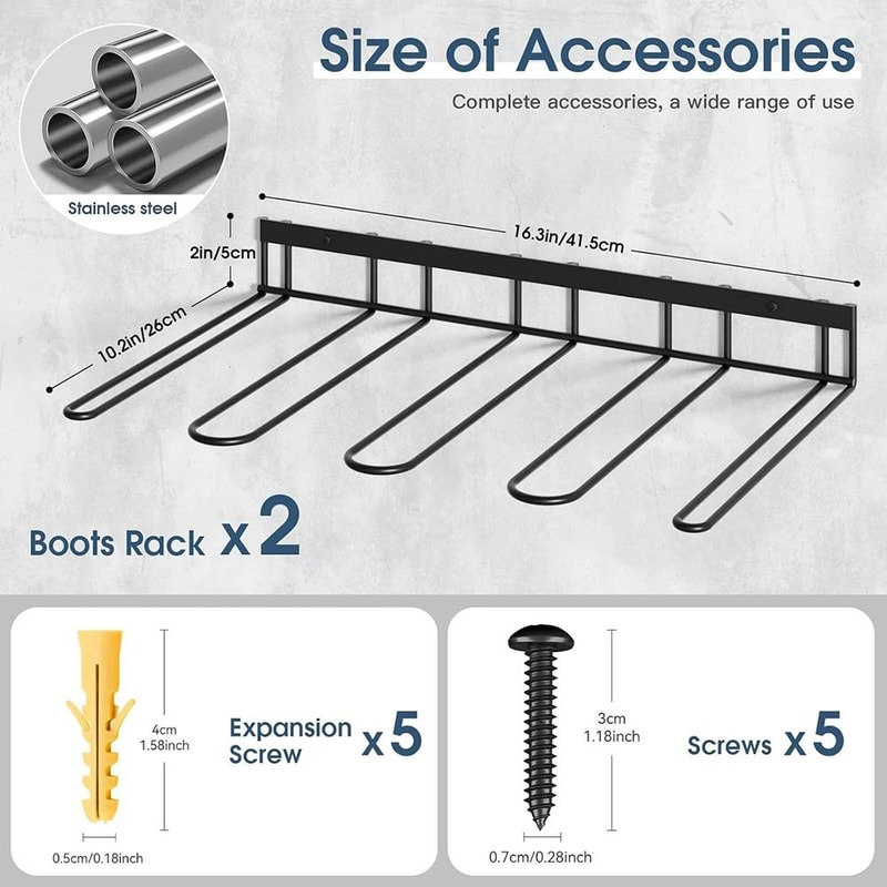 Wall Mounted Metal Boot Rack Organizer Holds 4 Pairs Sturdy Anti Rust Boot Hanger For Closet Entryw 5