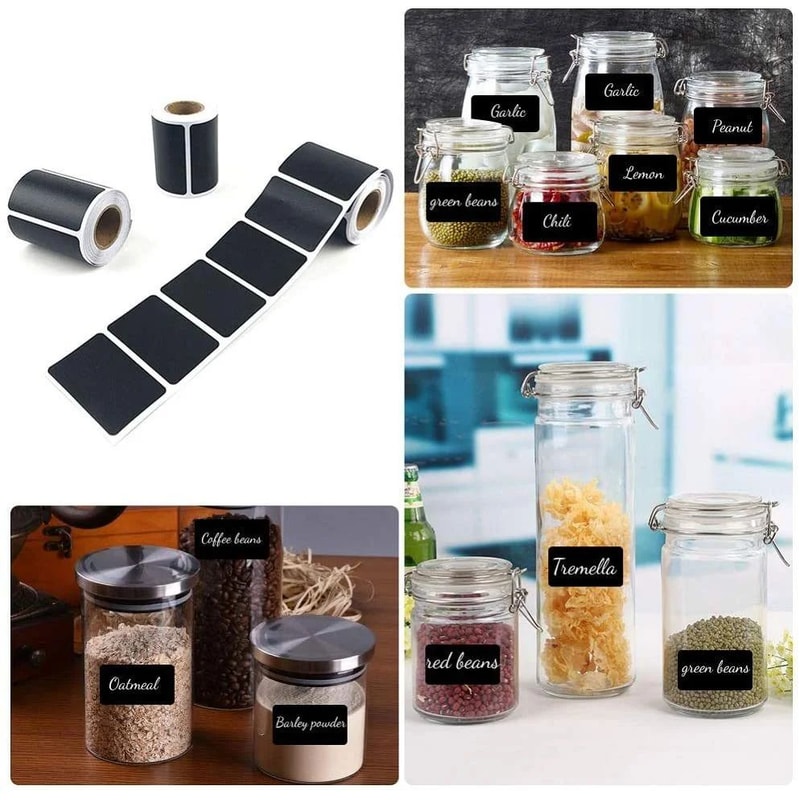 Removable Blackboard Label Stickers Roll Pack 120300pcs Writable Kitchen Organizer Tags Waterproof