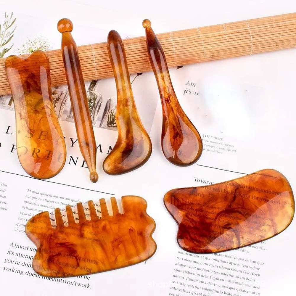 6 In 1 Resin Gua Sha Massage Tool Kit Facial Body Scraping Board For Neck Back Legs Arms Acupoint S 5