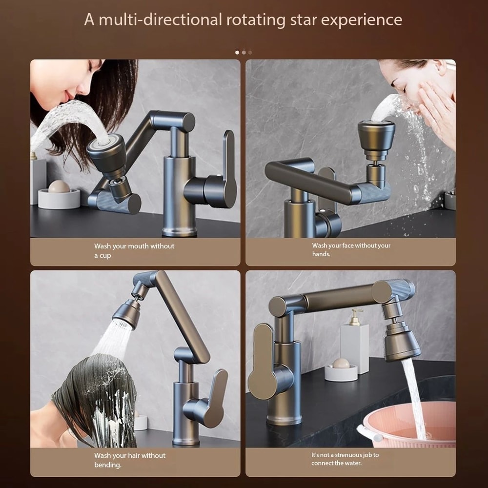Brushed Nickel Swivel Kitchen Faucet Anti Splash Sink Mixer Tap Hot Cold Water Stainless Steel Bath 5